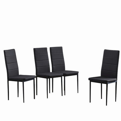 4pc Black Faux Leather Padded Seat Dining Chairs Kitchen Living Room Dining Room