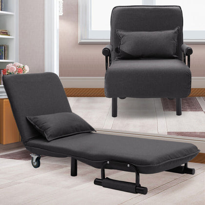 Modern Sofa Bed Chair Single Sleeper Couch Beds Padded Armchair 2 in 1 Guest Bed