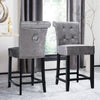 Crushed Velvet Upholstered Knocker Back Bar Stool Studded Kitchen Counter Seat