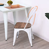 Set of 4 Dining Chairs Metal Industrial Side Chair Wooden Seat Bistro Cafe White