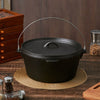 8L Cast Iron Dutch Oven BBQ Cooking Camping Stew Casserole Dish Pot with Lid Set