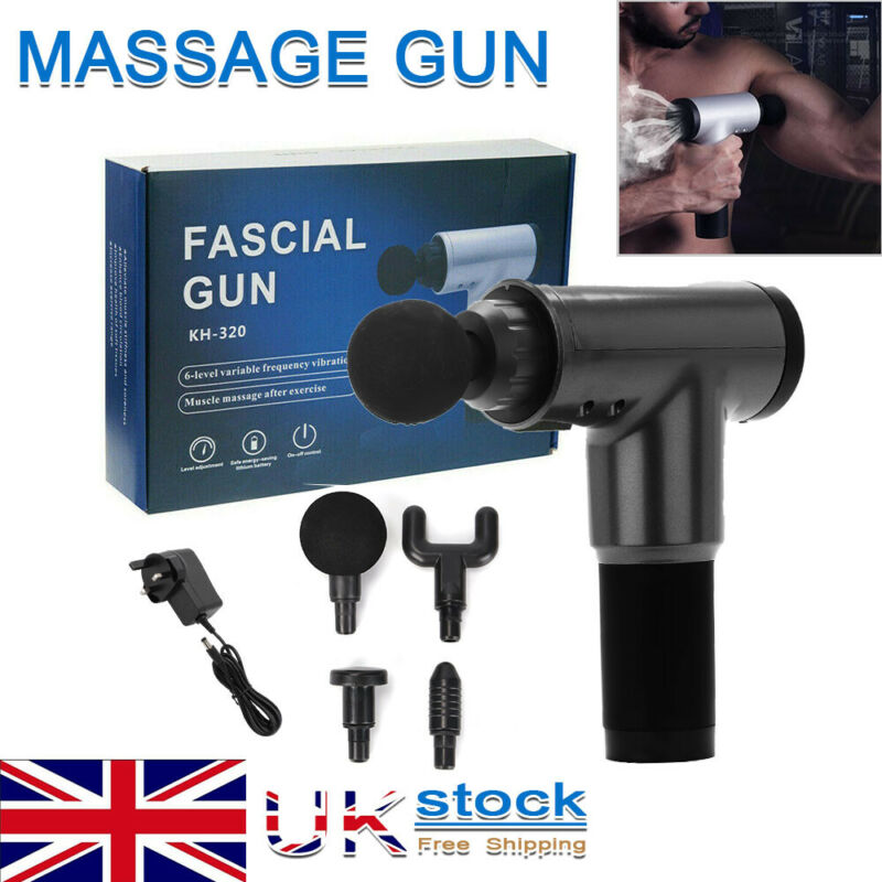 Deep Tissue Massage Gun – 6 Speed Percussion Massager, Cordless, With 4 Attachments
