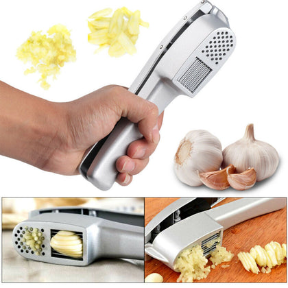 2 in 1 Set Stainless Steel Kitchen Garlic Slice & Press Crusher Squeezer Masher