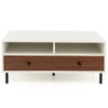 Wooden Coffee Table Rectangle Sofa Side Table Modern Cocktail Table W/ 2 Drawers