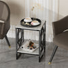 Modern Marble Coffee Table Thicken Pole Side Table Night Stand w/Storage Shelf
