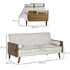 3-Seater Sofa Bed Click-Clack Button-Tufted Settee Recliner Couch Beige