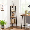 Corner Ladder Bookcase Industrial Shelving Unit Modern Home Storage Furniture