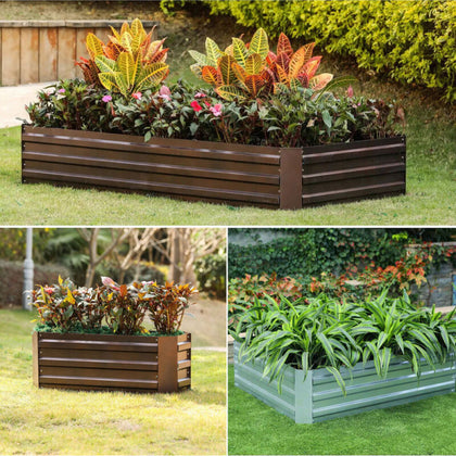 Galvanized Steel Raised Garden Bed Metal Patio Backyard Flower Vegetable Planter