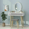 Dressing Table Makeup Desk LED Mirror Vanity Set 2 Drawers Organizer Stool Grey