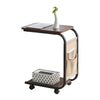 C Shaped Side Table with Wheels for Living Room Mobile Sofa Side End Tables