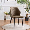 2 Pcs Dining Chair Grey Brown Cream Faux Leather Padded Chair Modern Living Room