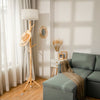 Wood Floor Light Standing Lamp 6 Hooks Coat Rack 3 Positions Height Adjutable