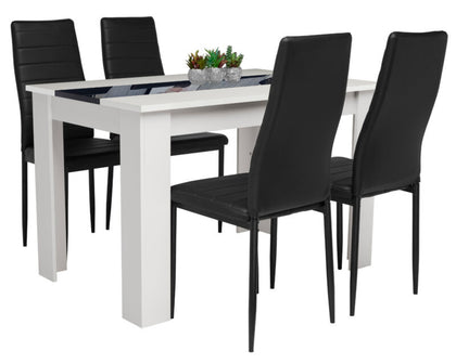 Wood Dining Table and Chairs 4 Set Pu Leather Seat Dining Kitchen Room Furniture