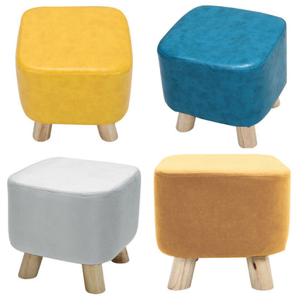 Small Square/Round Footstool Pouffe Sofa Stool Chair Velvet Fabric Padded Seat