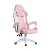 White Pink Executive Racing Gaming Chair PU Faux Leather Computer Desk Chair