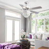 52" Ceiling Fan 5 Chrome Blades LED Crystal Chandelier Lamp with Remote Control