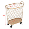Multipurpose Metal Wire Basket With Wheels Handle Laundry Shopping Storage Unit