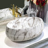 Marble Stone Look Wash Basin Ceramic Vessel Bathroom Sink Porcelain AboveCounter