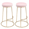 2pcs Velvet Padded Breakfast Bar Stools Kitchen Counter Pub Chair Round Barstool