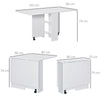 Mobile Drop Leaf Dining Table Folding Desk w/ 2 wheels Storage Shelves White