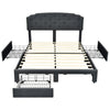 4 Drawers King Size Bed Frame 5FT Upholstered Platform Bed Adjustable Headboard