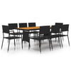 9 Piece Outdoor Dining Set Poly Rattan Black I5D4