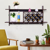 Wall-Mounted Wine Rack Wooden Wine Bottle Holder for 10 Bottles 6 Wine Glasses