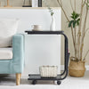 C Shaped Side Table with Wheels for Living Room Mobile Sofa Side End Tables