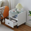White LED Bedside Table Cabinet Nightstand Side End Table Glass Top 1 Drawer