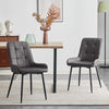 Set of 2 Dining Chairs Faux Leather/Velvet Upholstered Metal Legs Kitchen Chair