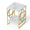 Heavy Duty Town Square Marble Table Bedside Sofa Bed End/ Side Table Gold Frame