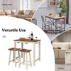 3 PCS Kitchen Dining Table Set Wood Counter Height Pub Table & 2 Saddle Stools