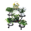 Tall Metal Plant Stand Wrought Iron Circular Planter Shelf Mobile Flower Rack UK