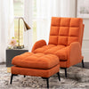 Reclining Armchair Sofa Chair with Footstool Velvet Upholstered Lounger Home