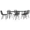 7 Piece Garden Dining Set Black Poly Rattan Q2Q2
