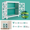 Wooden Buffet Cabinet Storage Sideboard Cupboard 2 Glass Doors Adjustable Shelf