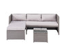 Garden Outdoor Corner Sofa Set Grey Rattan L Shape Patio Lounge Chaise 3 Piece