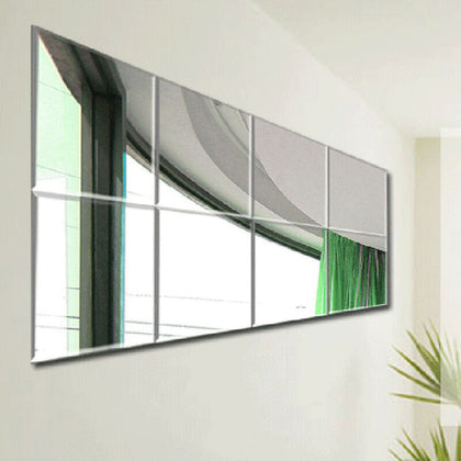 Mirror Self Adhesive Back Square Bathroom Wall Stickers Mosaic 16 pieces