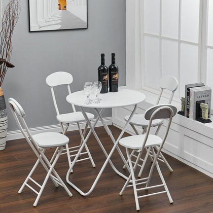 Kitchen Breakfast Bar Round Folding Table 2/4 Chairs Dining Room Space Saver UK