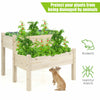 Raised Garden Bed 2-Tier Fir Wood Elevated Planter Flower Herb W/ Drain Holes