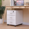 White Mobile 3 Drawers Filing Pedestal Cabinets File Chest Storage Wooden Office