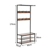 Metal Coat Hat Rack Standing Clothes Stand Rail 8 Hooks & 3 Tier Shoe Rack Bench