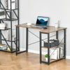 Home Office L-Shaped Corner Computer Desk w/ 2 Shelves Steel Frame Rustic Brown