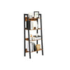 Industrial Ladder Bookcase 4 Tier Rustic Shelving Unit Metal Plant Storage Stand