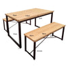Industrial Style Wooden Dining Set 1 Table+2 Bench Dining Room Kitchen Home