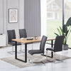 Wooden Dining Table and 4 Chairs Set Pu Leather Seat Kitchen Hoom Office Grey