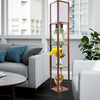 Modern Shelf Floor Standard Lamp Wooden Lounge Light 4 Tiered Shelving Storage