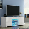Large Modern TV Unit Cabinet Stand Wood High Gloss Doors w/LED Lights Drawers