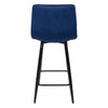 75CM Seat High Blue Velvet Bar Chairs Counter High Chairs Padded Seat Back Rest