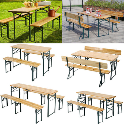 Outdoor Garden Beer Bench & Table 3pcs Foldable Picnic Party Table Furniture Set